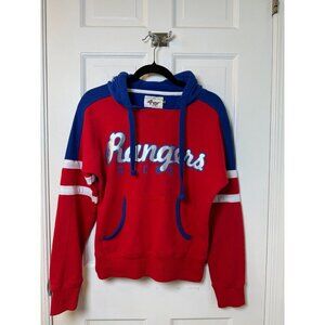 NHL New York Rangers Red Pullover Hoodie with Rangers Logo on Hood Womens M